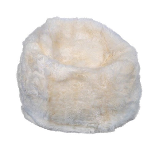 ivory Sheepskin Pouf