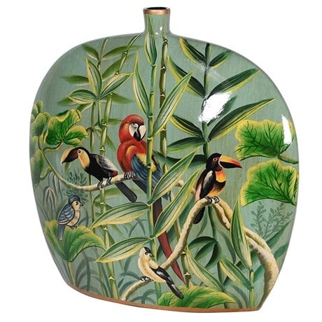 Hand Painted Jungle Pattern Vase