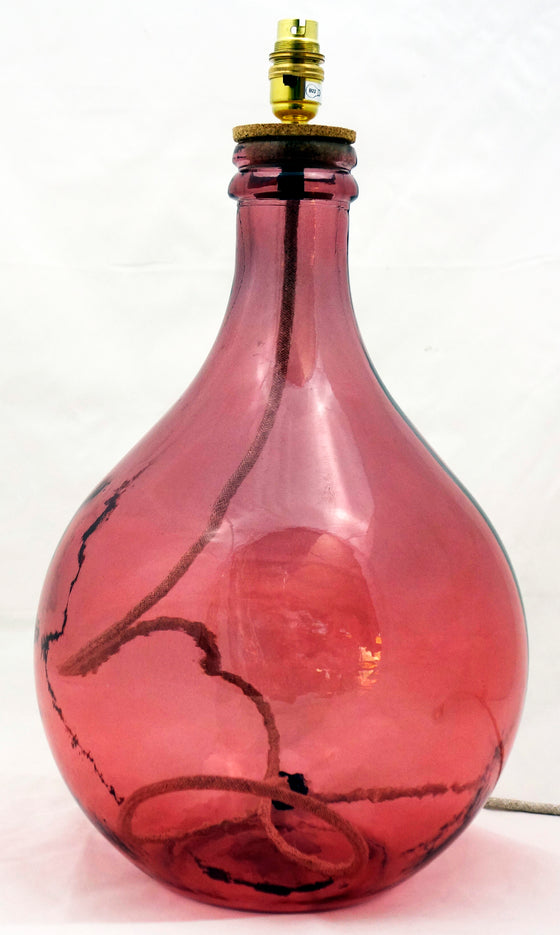 Jarapa Recycled Glass Bottle Lamp | Pink